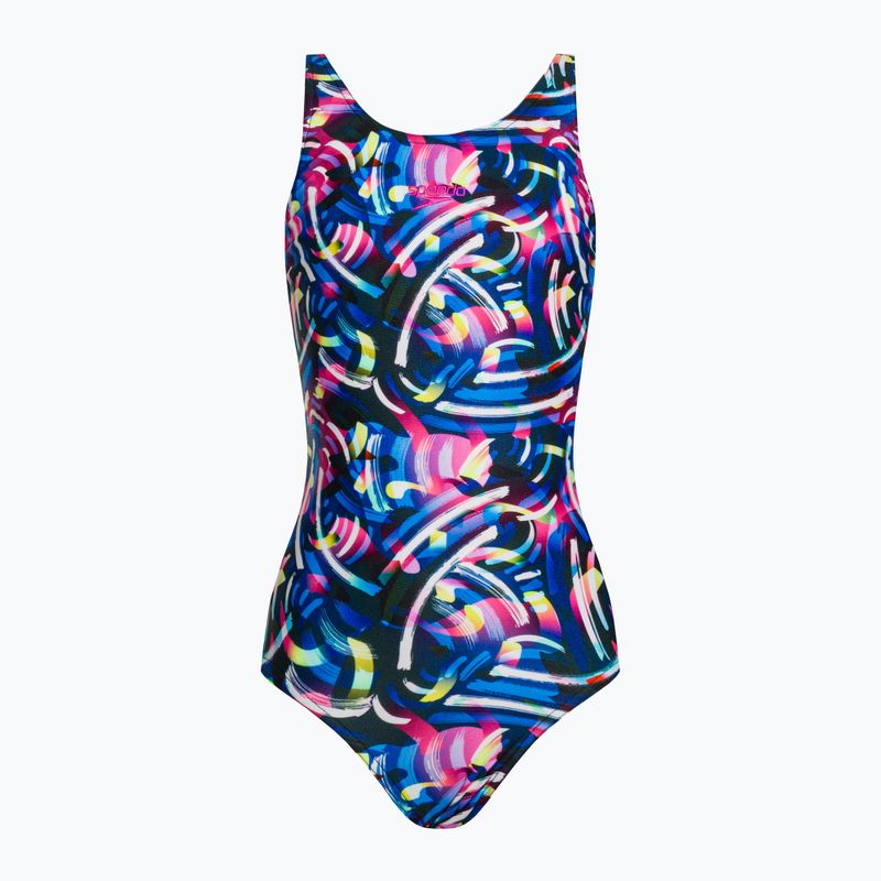 Strój pływacki jednoczęściowy dziecięcy Speedo Digital Allover Leaderback tr navy/black/flame blue