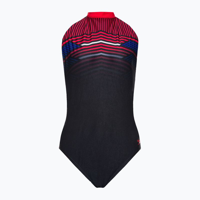 Strój pływacki jednoczęściowy damski Speedo Digital Placement Hydrasuit black/fed red/chroma blue