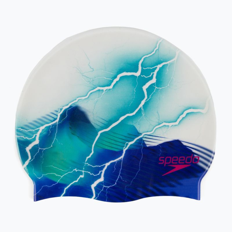 Czepek pływacki Speedo Digital Printed thunderbolt white/blue
