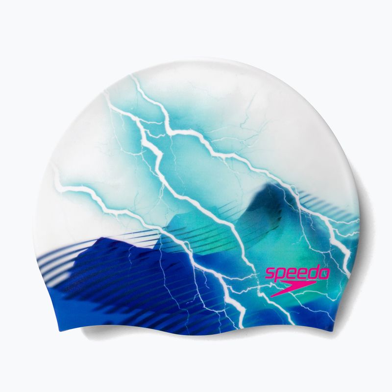 Czepek pływacki Speedo Digital Printed thunderbolt white/blue 3