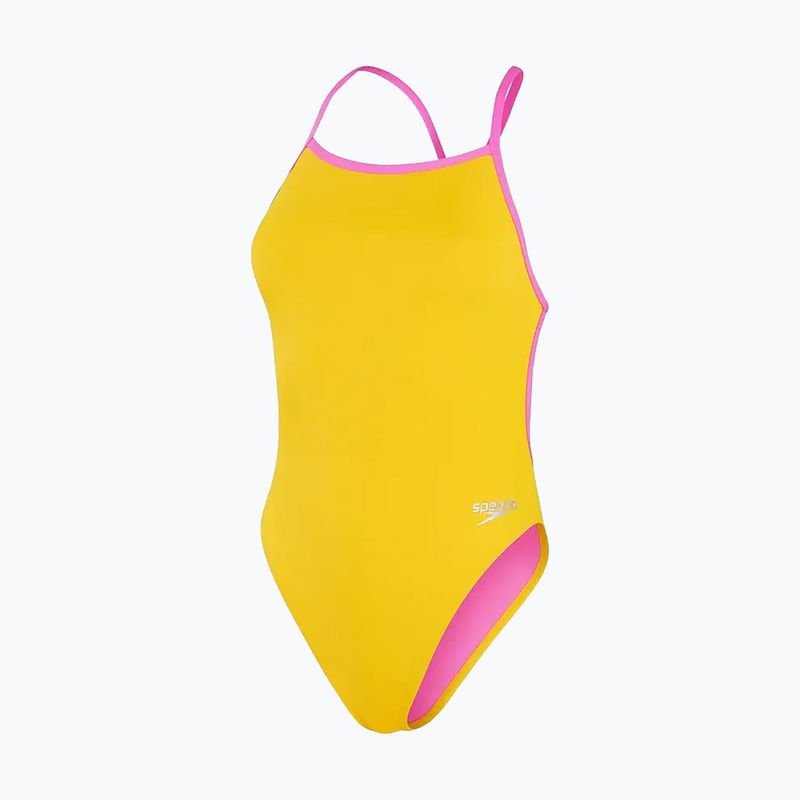 Strój pływacki jednoczęściowy damski Speedo Solid Vback yellow/pink