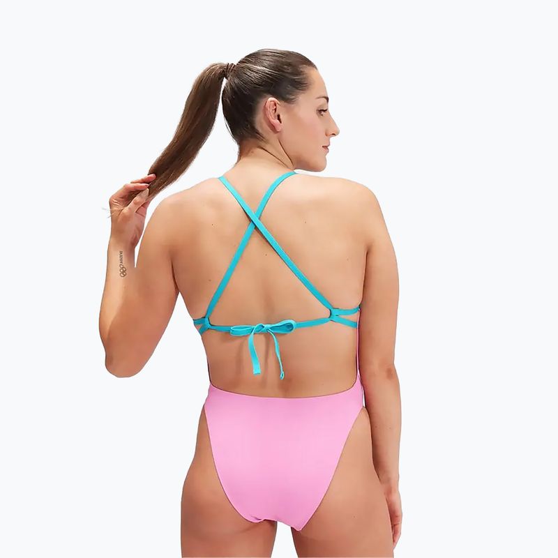 Strój pływacki jednoczęściowy damski Speedo Solid Tie Back pink/blue 7