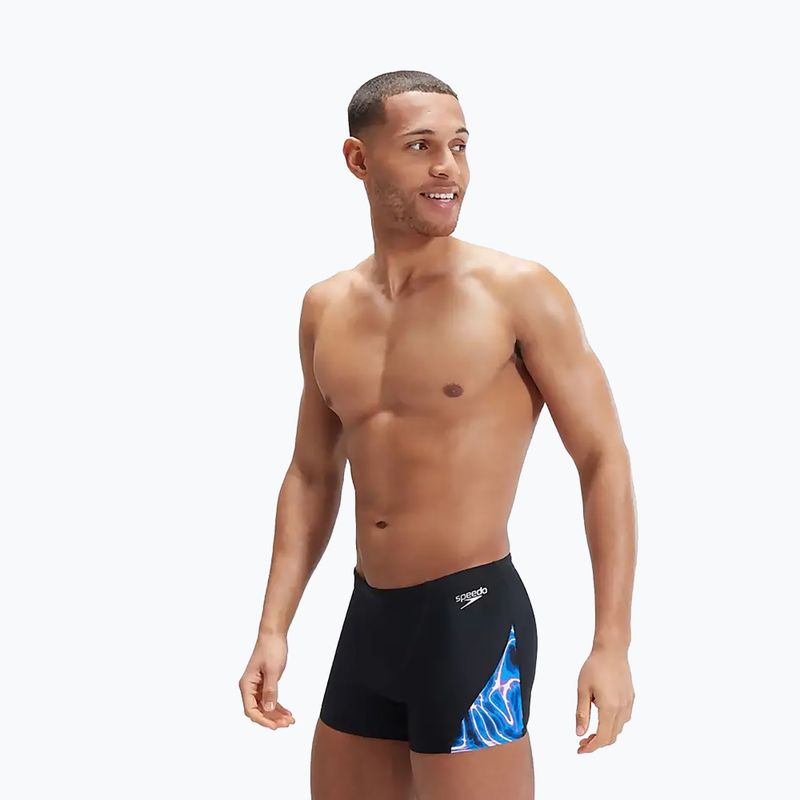 Bokserki pływackie męskie Speedo Allover Digital V-Cut Aquashort black/blue 8