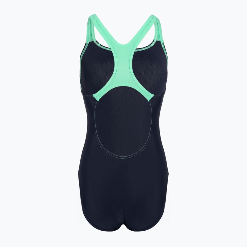 Strój pływacki jednoczęściowy damski Speedo Medley Logo Medalist navy/green 2