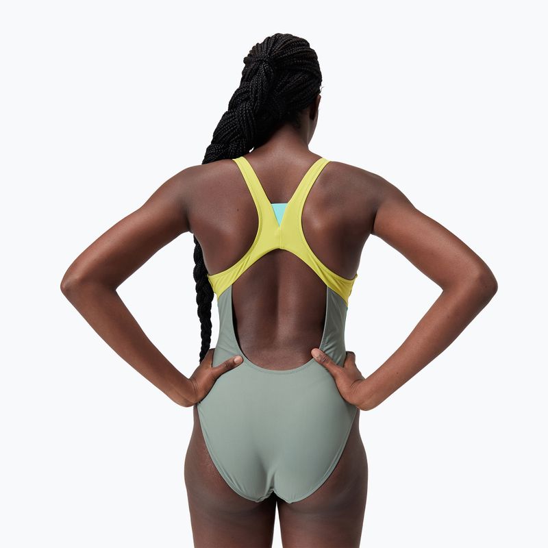 Strój pływacki jednoczęściowy damski Speedo Zip Colorblock soft olive 2