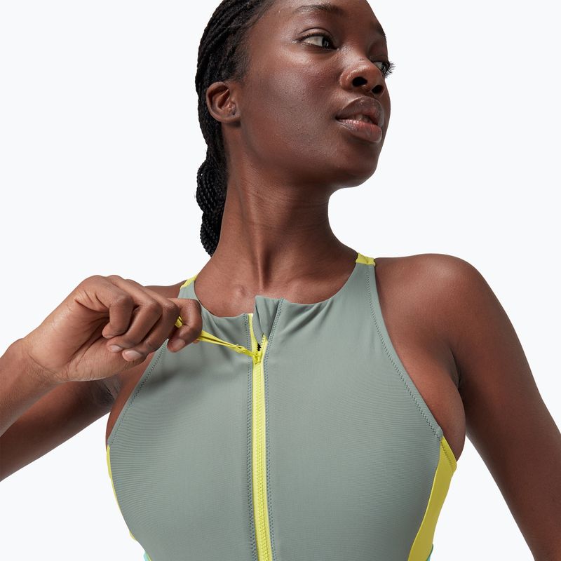 Strój pływacki jednoczęściowy damski Speedo Zip Colorblock soft olive 3