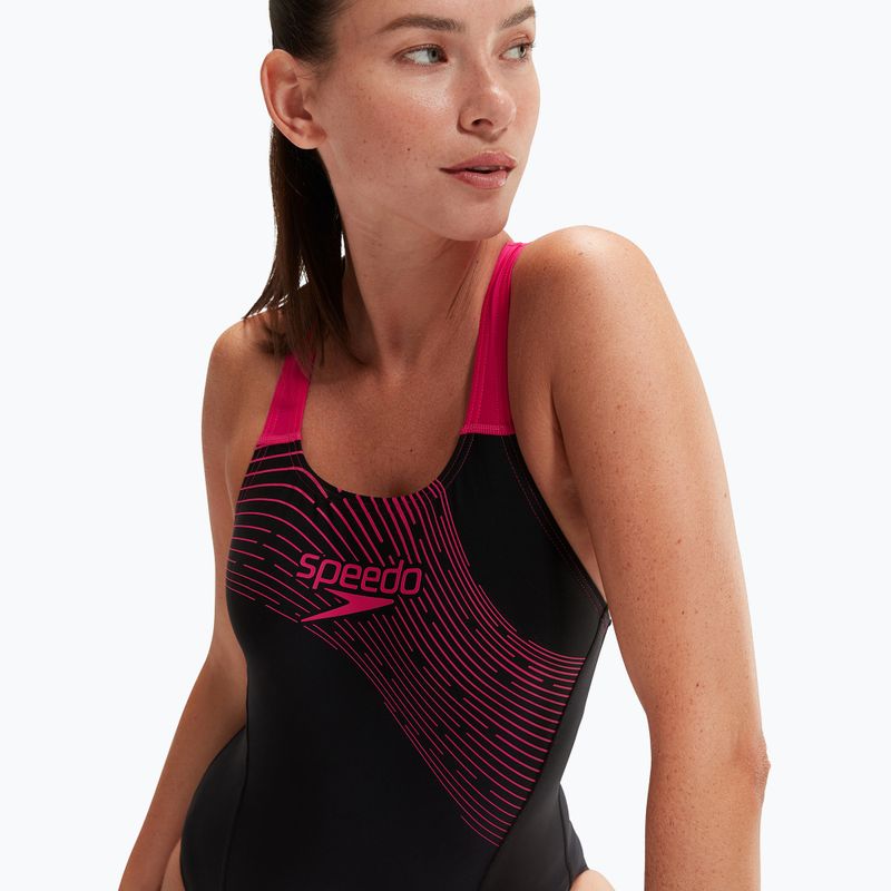 Strój pływacki jednoczęściowy damski Speedo Medley Logo Medalist black/electric pink 8