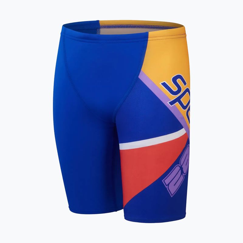 Jammery pływackie dziecięce Speedo Placement V Cut Digital true cobalt/watermelon/sweep purple