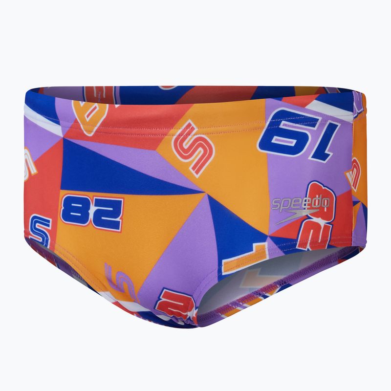 Slipy pływackie dziecięce Speedo 13 Allover Training Club Digital true cobalt/sweet purple/man peel