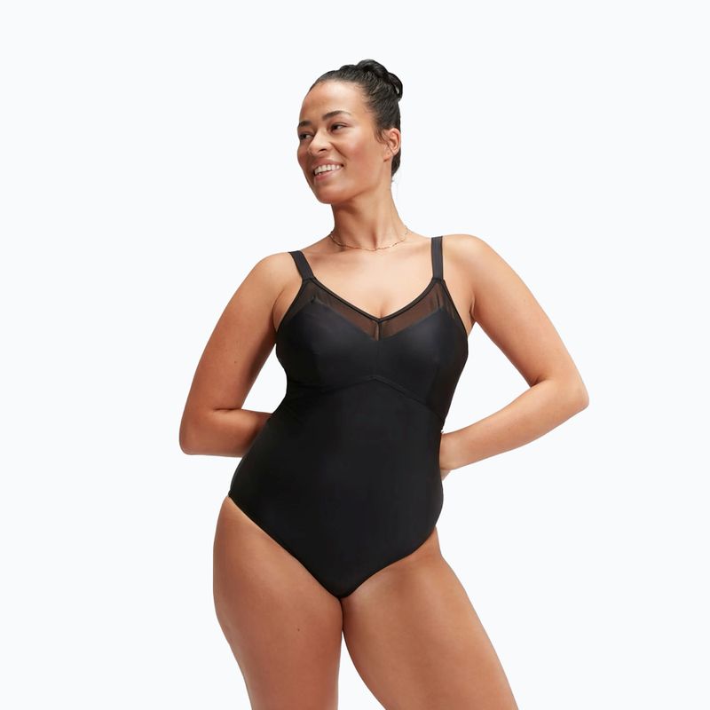 Strój pływacki jednoczęściowy Speedo Shaping Mesh Detail One Piece black