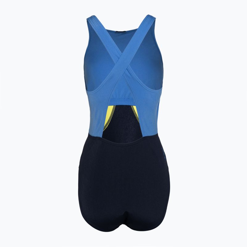 Strój pływacki jednoczęściowy Speedo Colourblock Highneck Crossback true navy/sevres blue/lemon drizzle 2