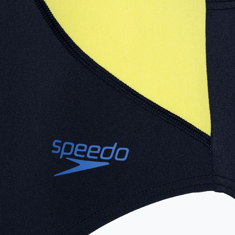 Strój pływacki jednoczęściowy Speedo Colourblock Highneck Crossback true navy/sevres blue/lemon drizzle 3