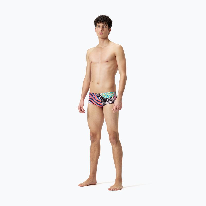 Bokserki pływackie męskie Speedo Club Training Allover Brief 13.5 cm black/matcha green/siren red 2