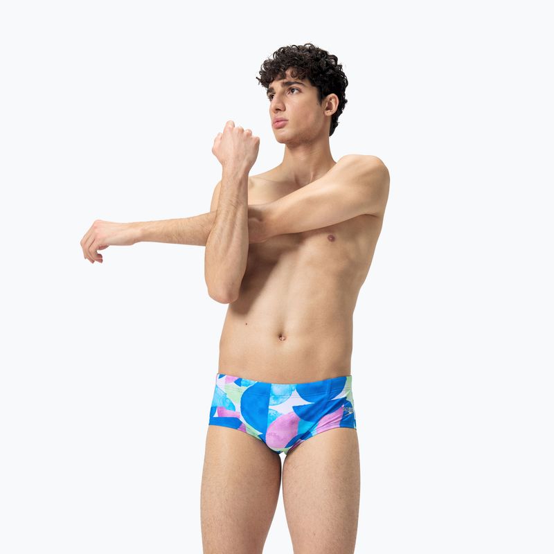 Bokserki pływackie męskie Speedo 13.5 cm Allover Training Club Brief punch blue/kiki pink