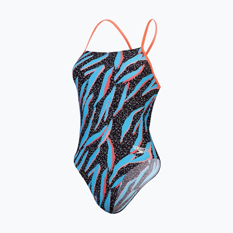 Strój pływacki jednoczęściowy damski Speedo Allover Digital Lattice Tie-Back black/picton blue/siren red