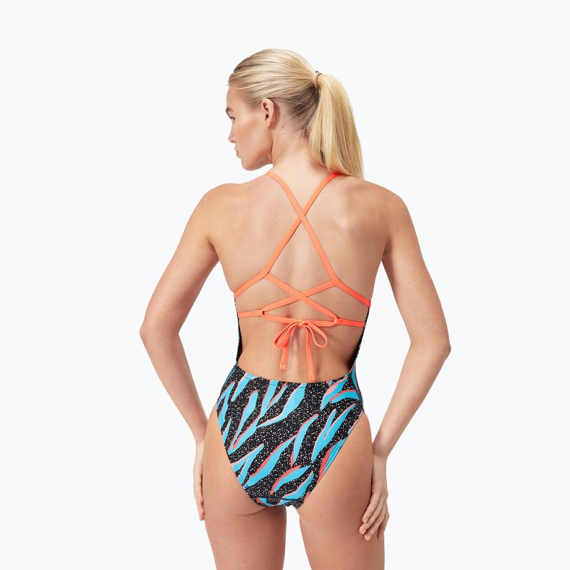 Strój pływacki jednoczęściowy damski Speedo Allover Digital Lattice Tie-Back black/picton blue/siren red 5