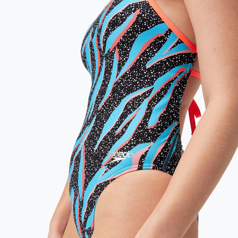 Strój pływacki jednoczęściowy damski Speedo Allover Digital Lattice Tie-Back black/picton blue/siren red 6