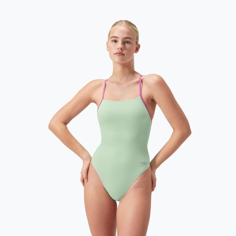 Strój pływacki jednoczęściowy damski Speedo Solid Lattice Tie-Back matcha green 6