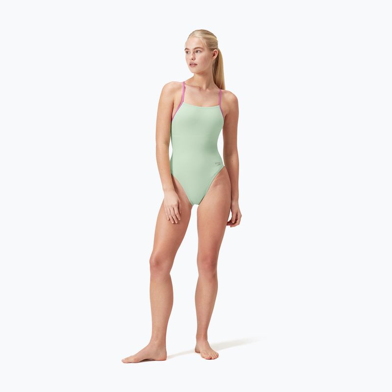 Strój pływacki jednoczęściowy damski Speedo Solid Lattice Tie-Back matcha green 7