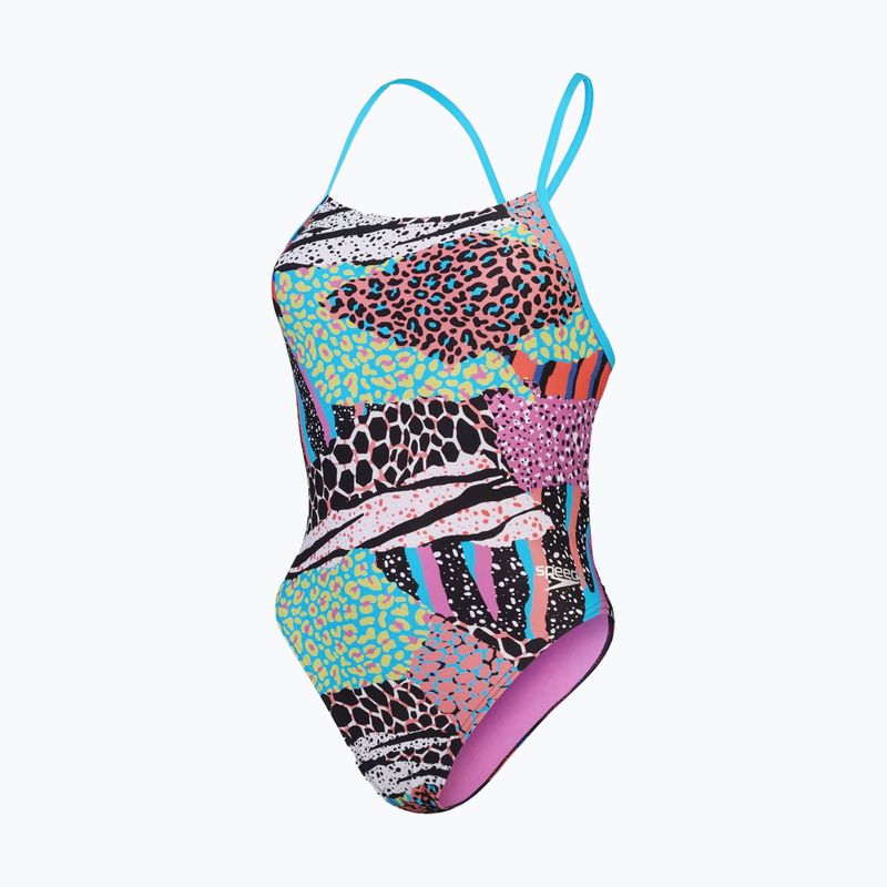 Strój pływacki jednoczęściowy damski Speedo Allover Digital Tie Back black/matcha green/siren red