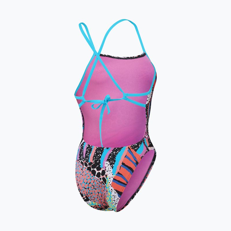 Strój pływacki jednoczęściowy Speedo Allover Digital Tie Back black/matcha green/siren red 2