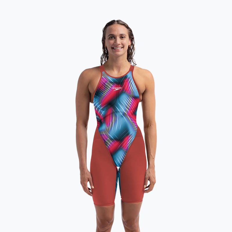 Strój pływacki jednoczęściowy damski Speedo Fastskin LZR Pure Valor 2.0 Openback Kneeskin flame red/picton blue 6
