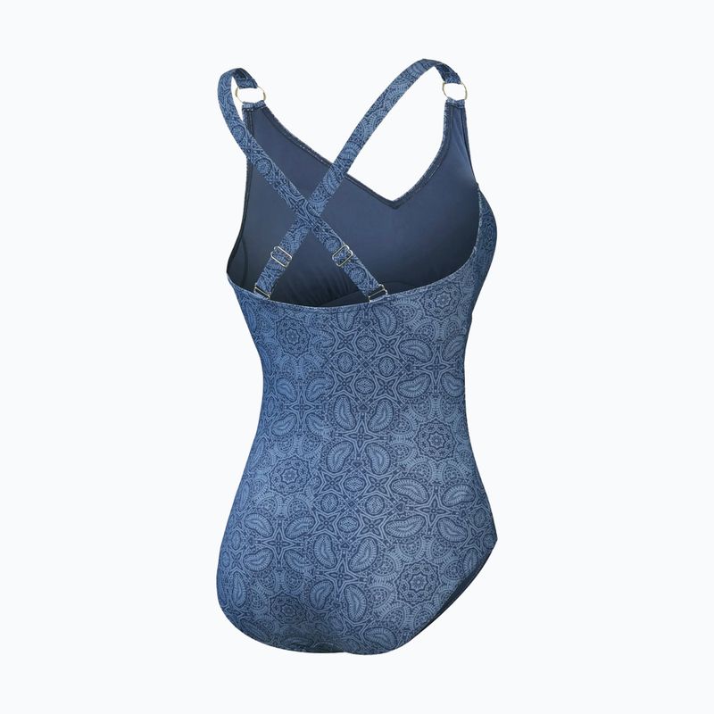 Strój pływacki jednoczęściowy damski Speedo Shaping Printed V Neck One Piece spruce blue/washed blue 2