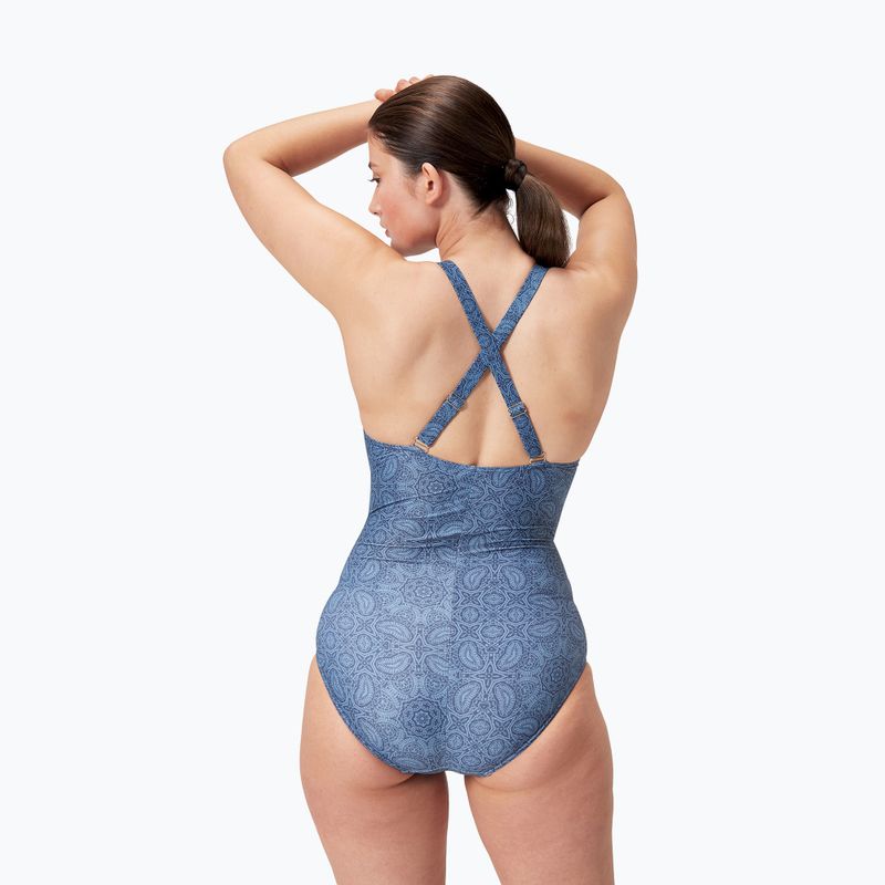 Strój pływacki jednoczęściowy damski Speedo Shaping Printed V Neck One Piece spruce blue/washed blue 7