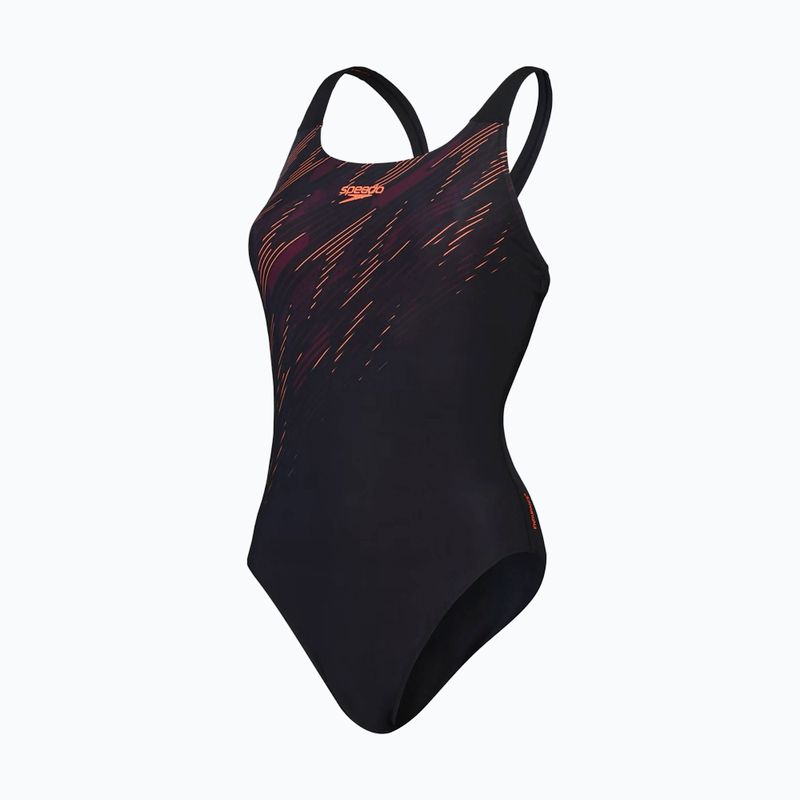 Strój pływacki jednoczęściowy Speedo HyperBoom Placement Muscleback black/siren red/plum dandy