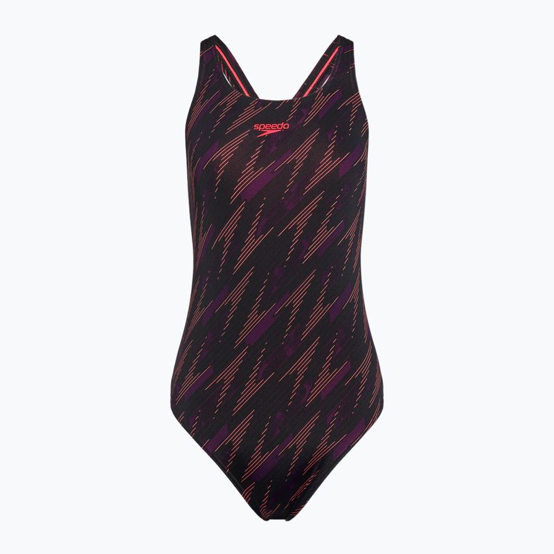 Strój pływacki jednoczęściowy Speedo HyperBoom Allover Medalist black/plum dandy/siren red