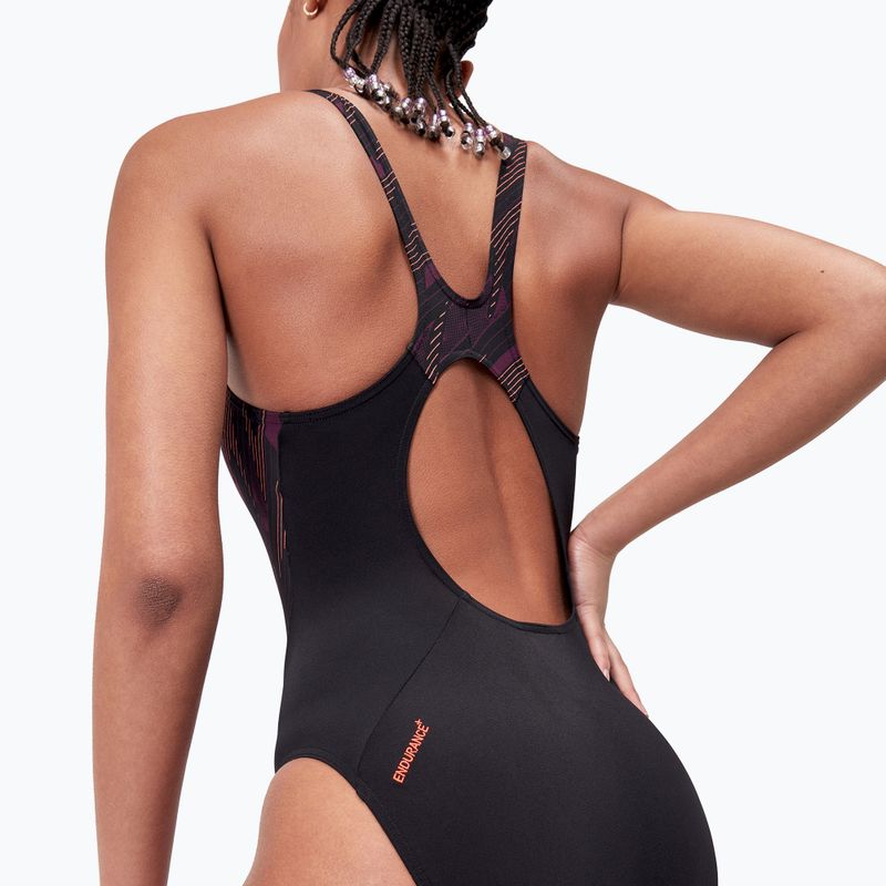 Strój pływacki jednoczęściowy Speedo HyperBoom Splice Muscleback black/plum dandy/siren red 9