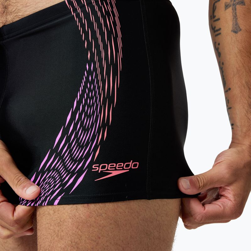 Bokserki pływackie męskie Speedo Duo Logo Print Aquashort black/coral sands/neon violet 5