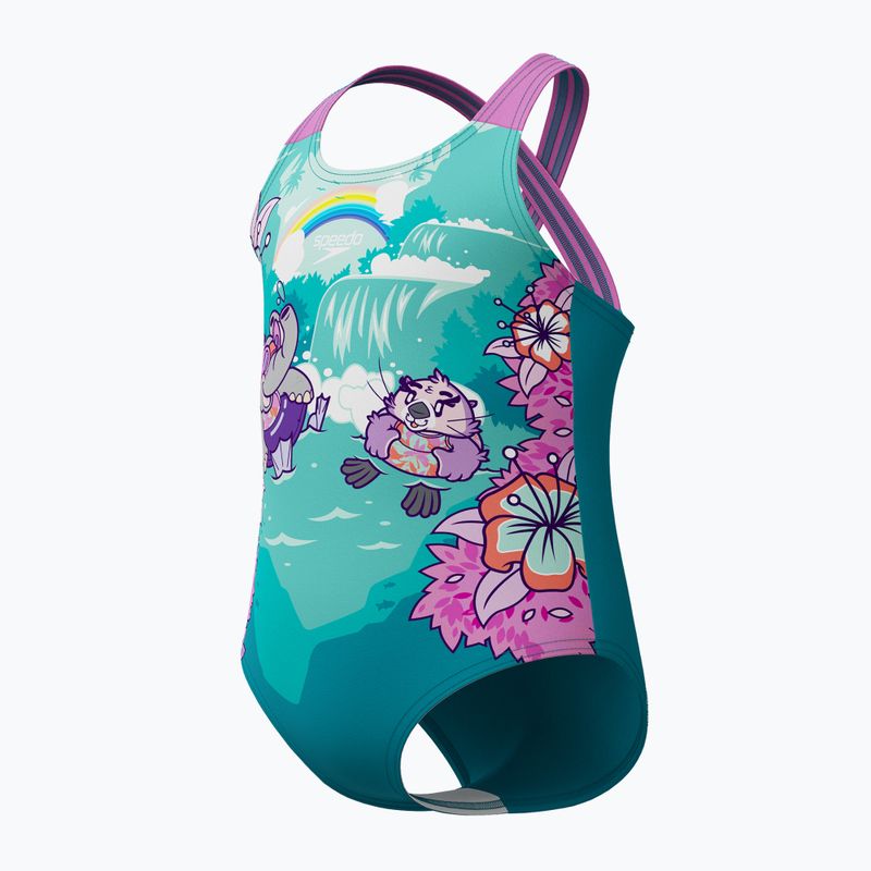 Strój pływacki dziecięcy Speedo Learn To Swim Printed Crossback neon violet 3