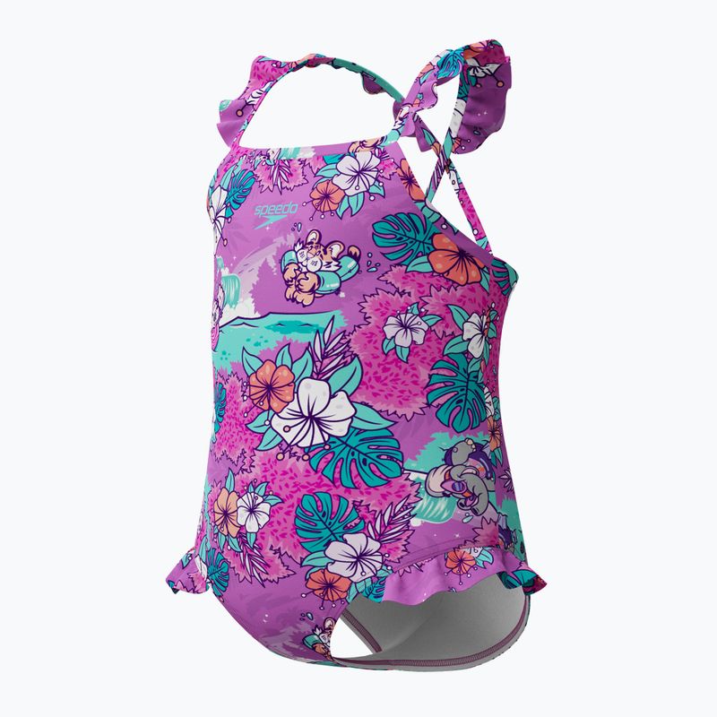 Strój pływacki jednoczęściowy dziecięcy Speedo Learn To Swim Printed Frill Thinstrap neon violet 3