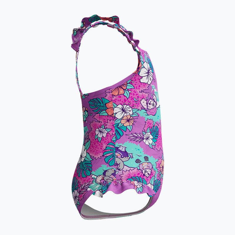 Strój pływacki jednoczęściowy dziecięcy Speedo Learn To Swim Printed Frill Thinstrap neon violet 4