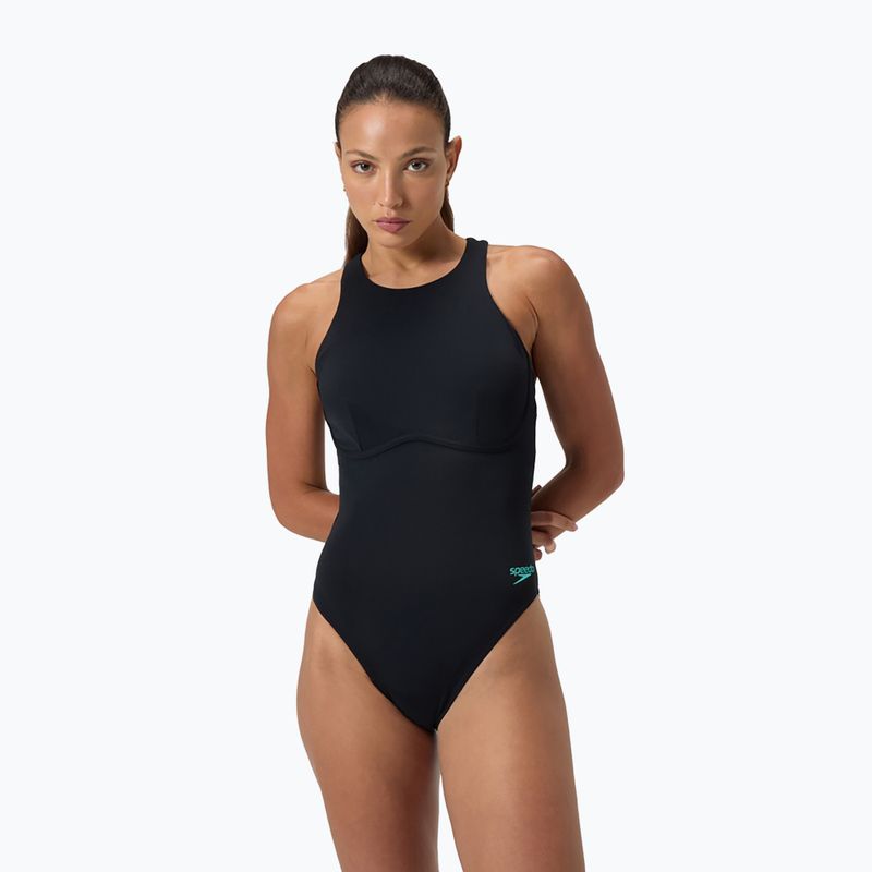 Strój pływacki jednoczęściwoy damski Speedo Racer Zip with Built in Swim Bra anthracite anthracite 5
