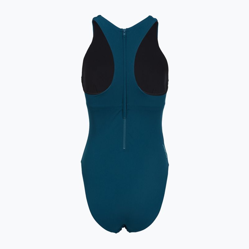 Strój pływacki jednoczęściowy damski Speedo Racer Zip with Built in Swim Bra dark teal 2