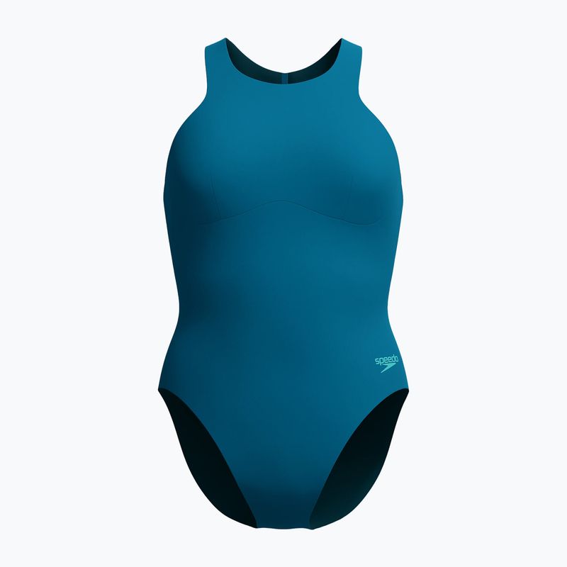 Strój pływacki jednoczęściowy damski Speedo Racer Zip with Built in Swim Bra dark teal 7