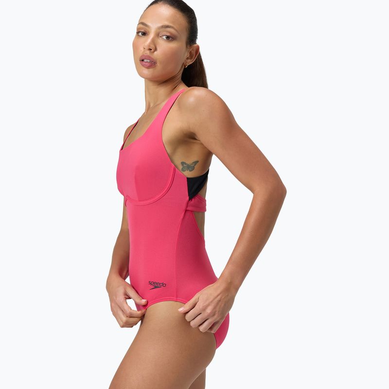 Strój pływacki jednoczęściowy damski Speedo Flex Band with Swim Bra raspbery fill/vermilion/punch 4