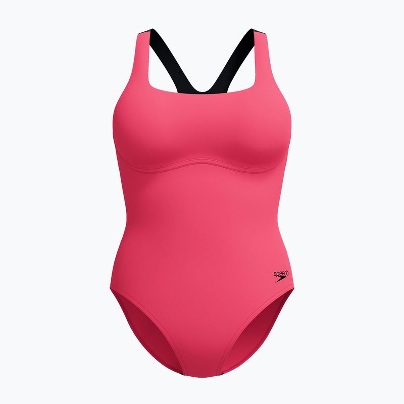 Strój pływacki jednoczęściowy damski Speedo Flex Band with Swim Bra raspbery fill/vermilion/punch 7