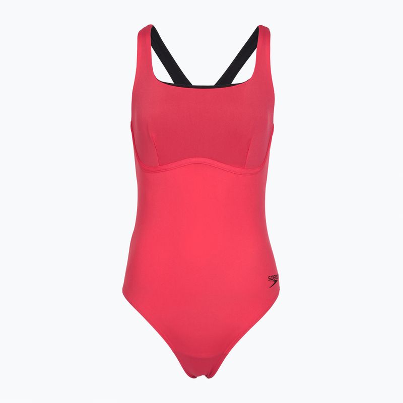 Strój pływacki jednoczęściowy damski Speedo Flex Band with Swim Bra raspbery fill/vermilion/punch 7