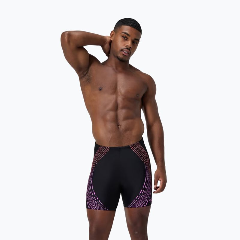 Jammery pływackie męskie Speedo Duo Logo Print Mid Jammer black/coral sands/neon violet 6