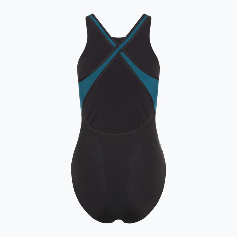 Strój pływacki jednoczęściowy damski Speedo High Neck Splice Cross Back dark teal 2