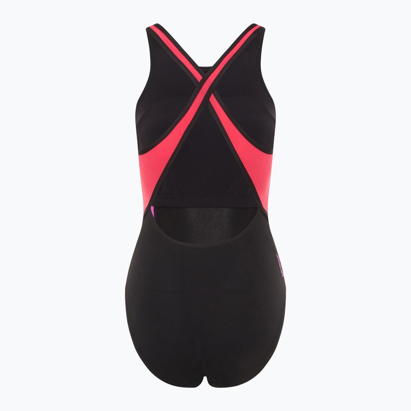 Strój pływacki jednoczęściowy damski Speedo High Neck Splice Cross Back raspberry fill 2