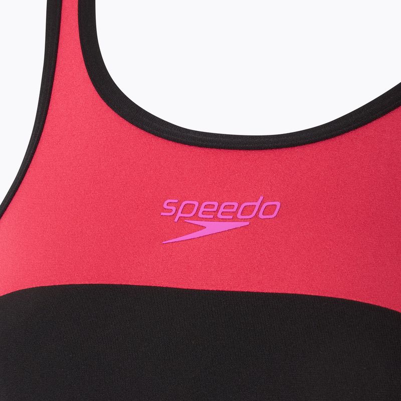Strój pływacki jednoczęściowy damski Speedo High Neck Splice Cross Back raspberry fill 3