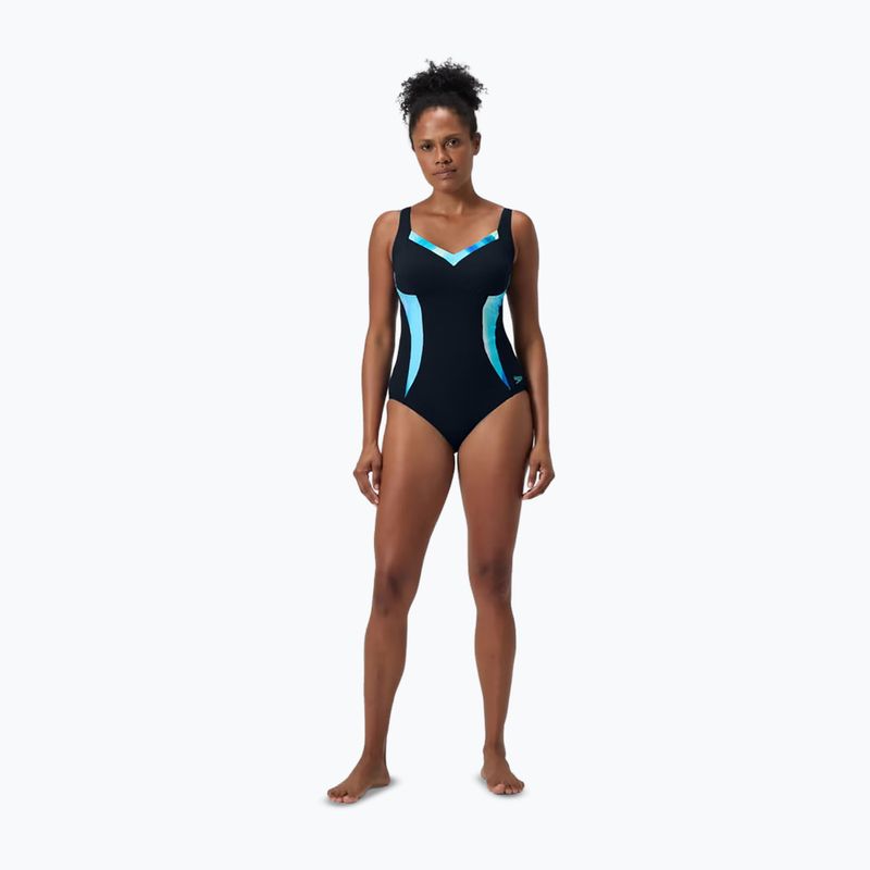 Strój pływacki jednoczęściowy damski Speedo Shaping Printed LunaElustre One Piece true navy/berry 2