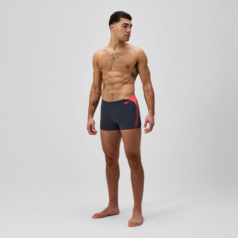 Bokserki pływackie męskie Speedo Hyper Boom Splice grey lead/neon coral 2