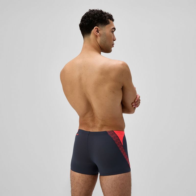 Bokserki pływackie męskie Speedo Hyper Boom Splice grey lead/neon coral 3