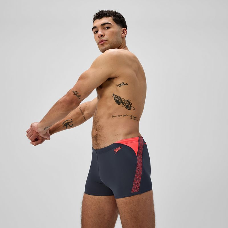 Bokserki pływackie męskie Speedo Hyper Boom Splice grey lead/neon coral 4