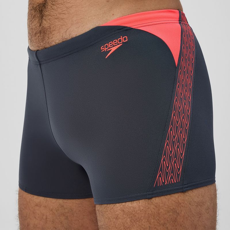 Bokserki pływackie męskie Speedo Hyper Boom Splice grey lead/neon coral 5